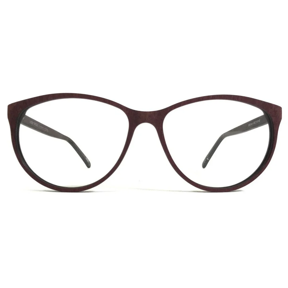 Andy Wolf Eyeglasses Frames 5055 col. i Burgundy Red Wood Grain Round 56-14-140